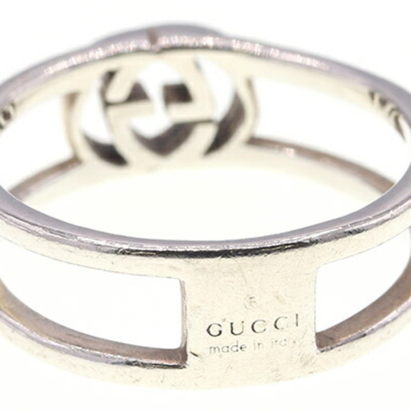 GUCCI Ring Interlocking Open Band 298036 SV Sterling Silver 925 No. 10.5 Women's - Picture 2 of 6